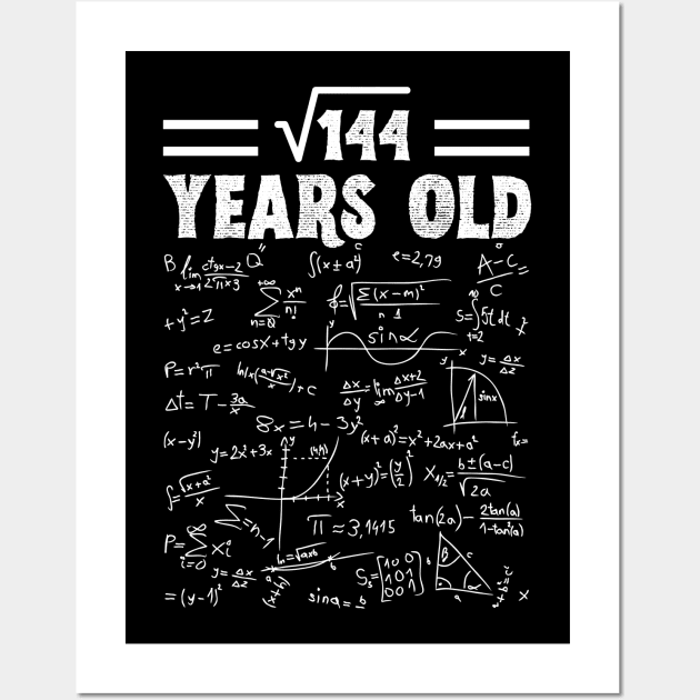 Square Root Of 144 12th Birthday, 12 Year Old Math Lover Gift Wall Art by JustBeSatisfied